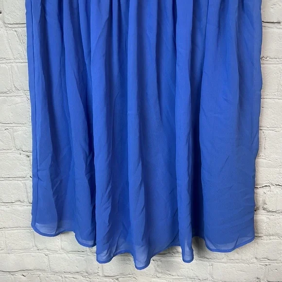 BCX White Lace & Periwinkle Blue Chiffon Dress Juniors Size 3 - Picture 6 of 9